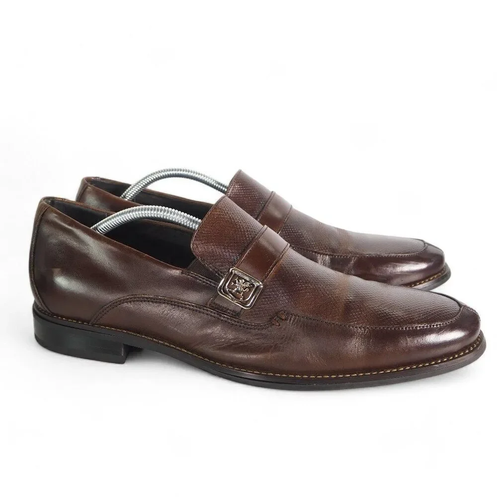 Stacy Adams Fontaine‎ Leather Slip-on Loafers Cognac Brown 24915-200 Men's 11M